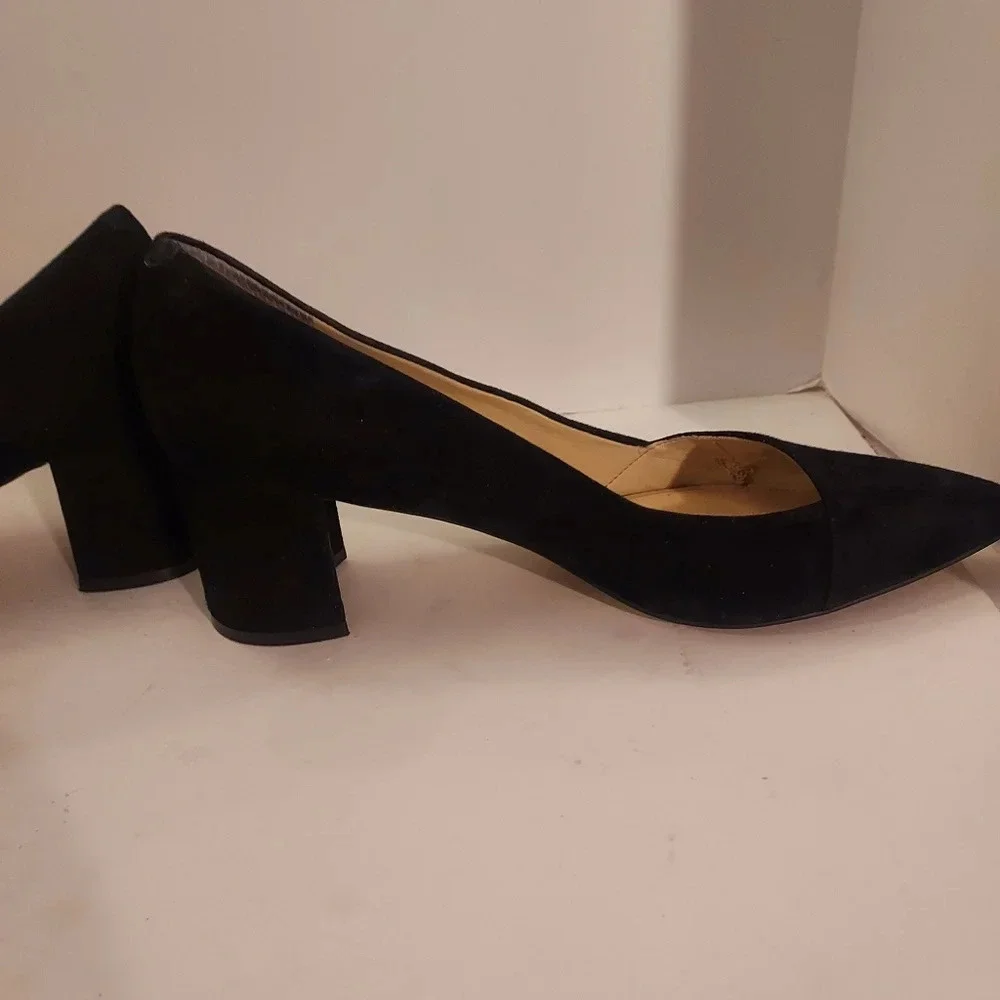 Marc Fisher LTD Black Suede Mlyovani Pointed Toe Block Heels in Size 8 M - Picture 4 of 13